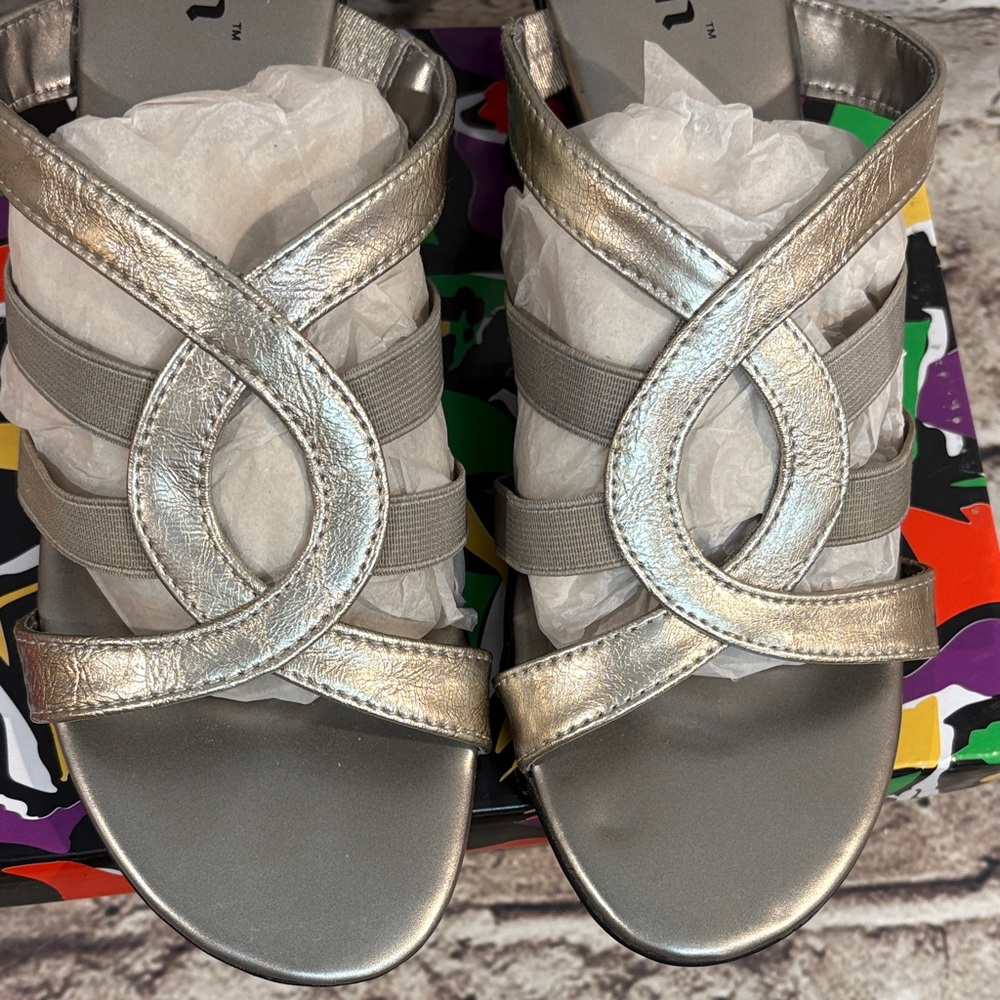 Judith J-Randall Pewter Patent/Gore Sandal - Picture 7 of 14